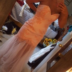 Pink mermaid prom gown